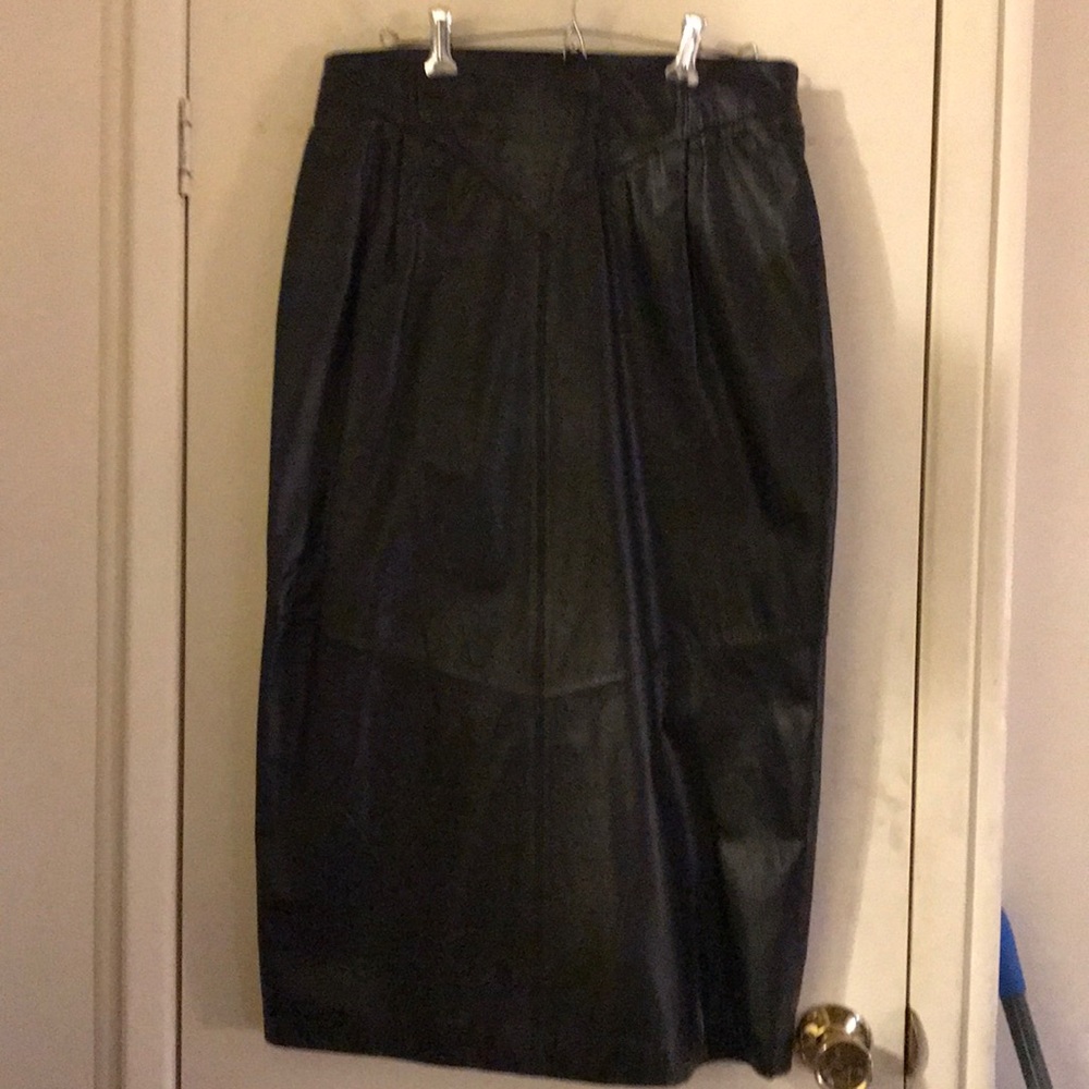 Byrnes & Baker mid length leather skirt